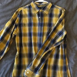 Banana Republic Blue and Green Slim Ft Flannel